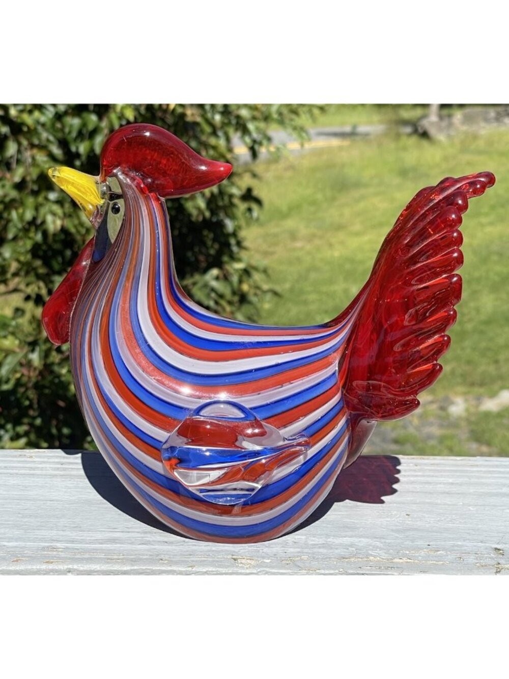 Vintage RETIRED "Pride of America" Blown Art Glass Rooster Sculpture Lenox